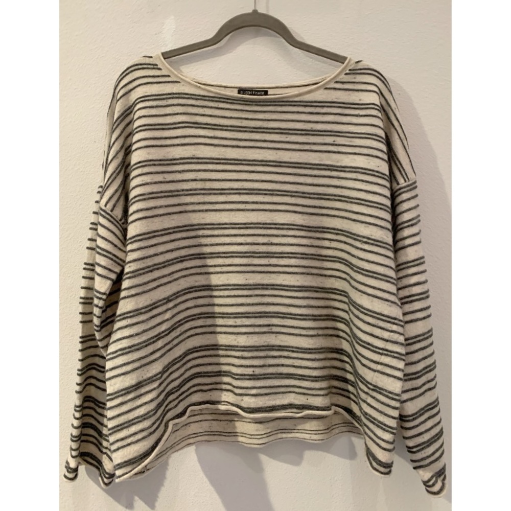 Eileen Fisher Organic Cotton Wool Striped Sweater